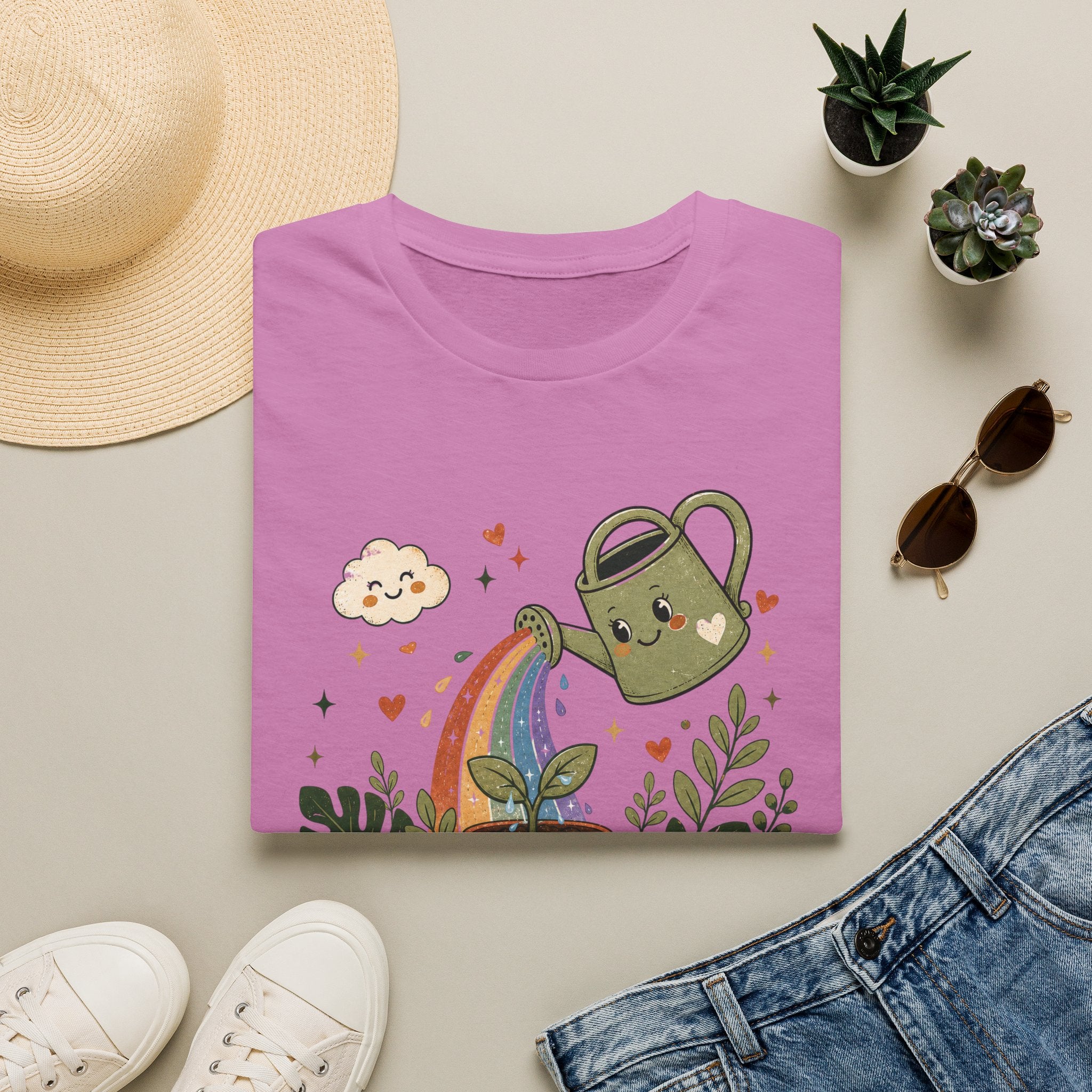Rainbow Water Can Mama Plants C1 T-Shirt