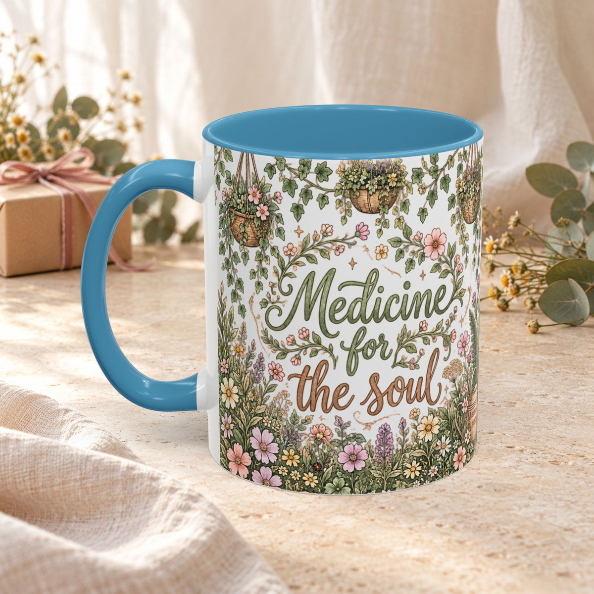 Medicine For The Soul Floral Coffee Mug (11oz or 15oz)