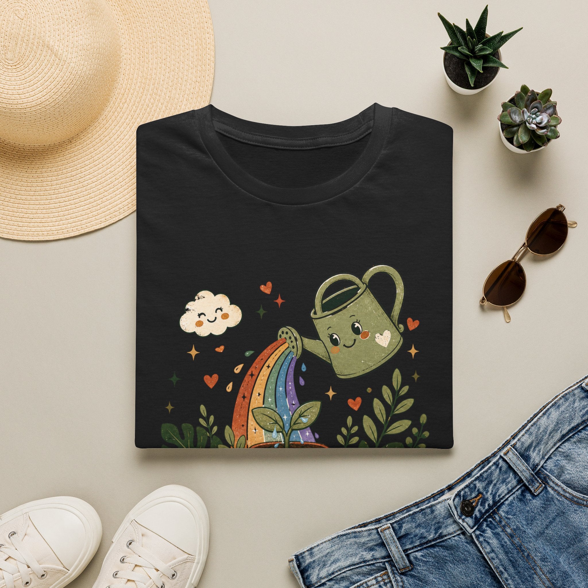 Rainbow Water Can Mama Plants C1 T-Shirt