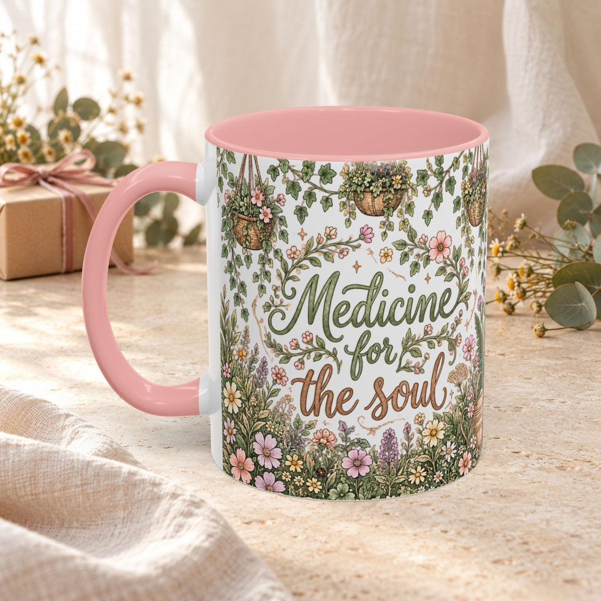 Medicine For The Soul Floral Coffee Mug (11oz or 15oz)