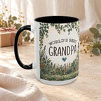World's Best Grandpa Accent Coffee Mug – Rustic Botanical 11/15oz Gift