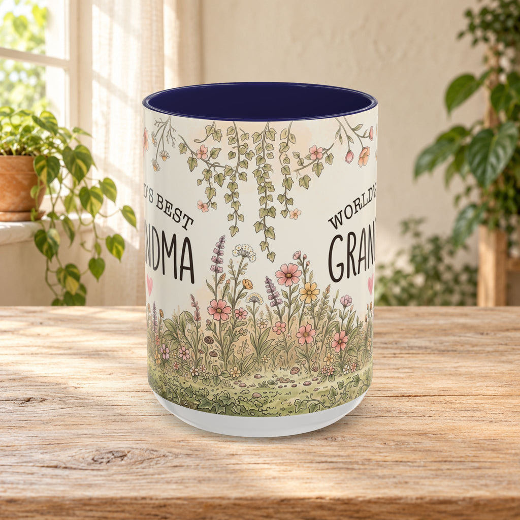 World's Best Grandma Floral Accent Coffee Mug – 11/15 oz