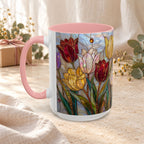 Stained Glass Tulips Flowers Coffee Accent Mug – 11/15oz