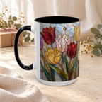 Stained Glass Tulips Flowers Coffee Accent Mug – 11/15oz