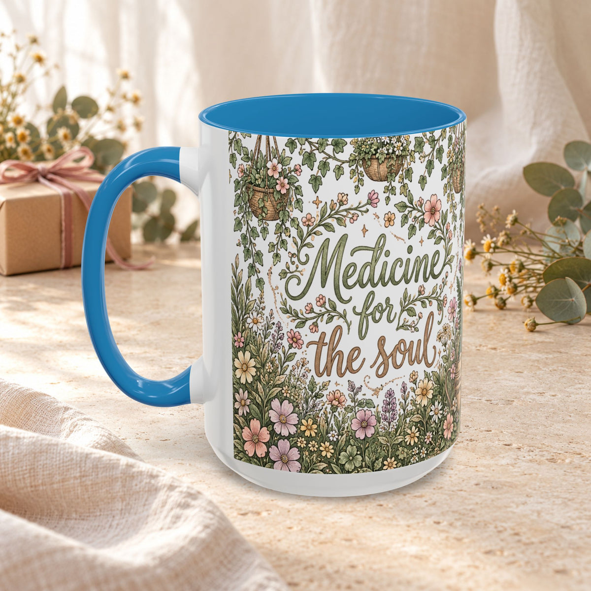 Medicine For The Soul Floral Coffee Mug (11oz or 15oz)