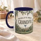 World's Best Grandpa Accent Coffee Mug – Rustic Botanical 11/15oz Gift