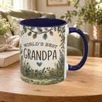 World's Best Grandpa Accent Coffee Mug – Rustic Botanical 11/15oz Gift