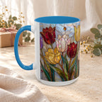 Stained Glass Tulips Flowers Coffee Accent Mug – 11/15oz