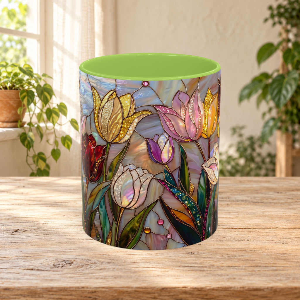Stained Glass Tulips Flowers Coffee Accent Mug – 11/15oz