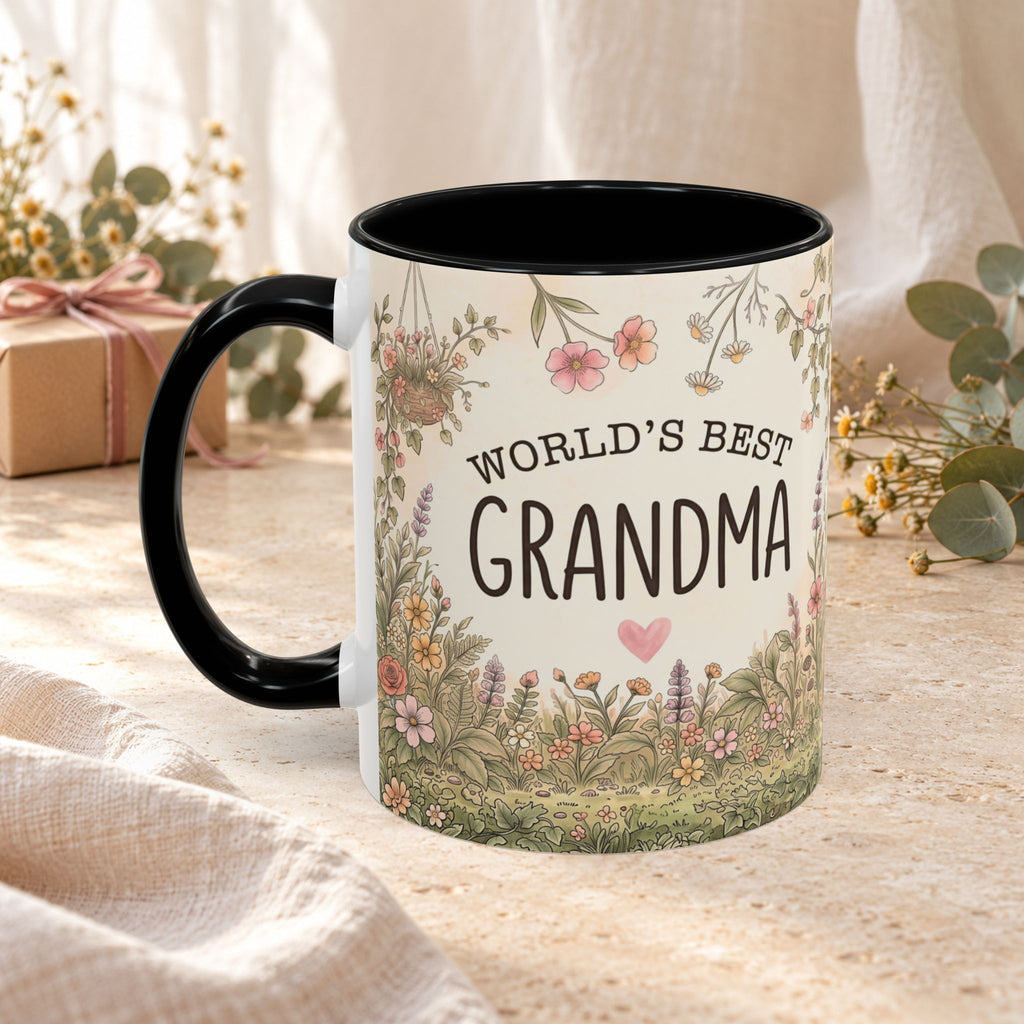 World's Best Grandma Floral Accent Coffee Mug – 11/15 oz