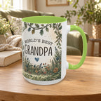 World's Best Grandpa Accent Coffee Mug – Rustic Botanical 11/15oz Gift