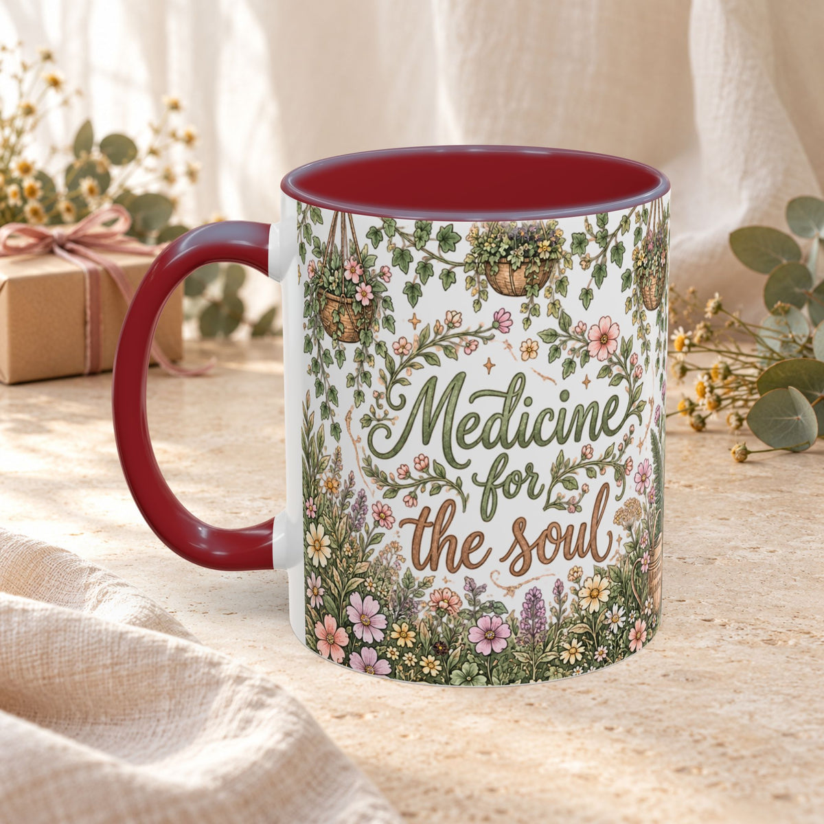 Medicine For The Soul Floral Coffee Mug (11oz or 15oz)