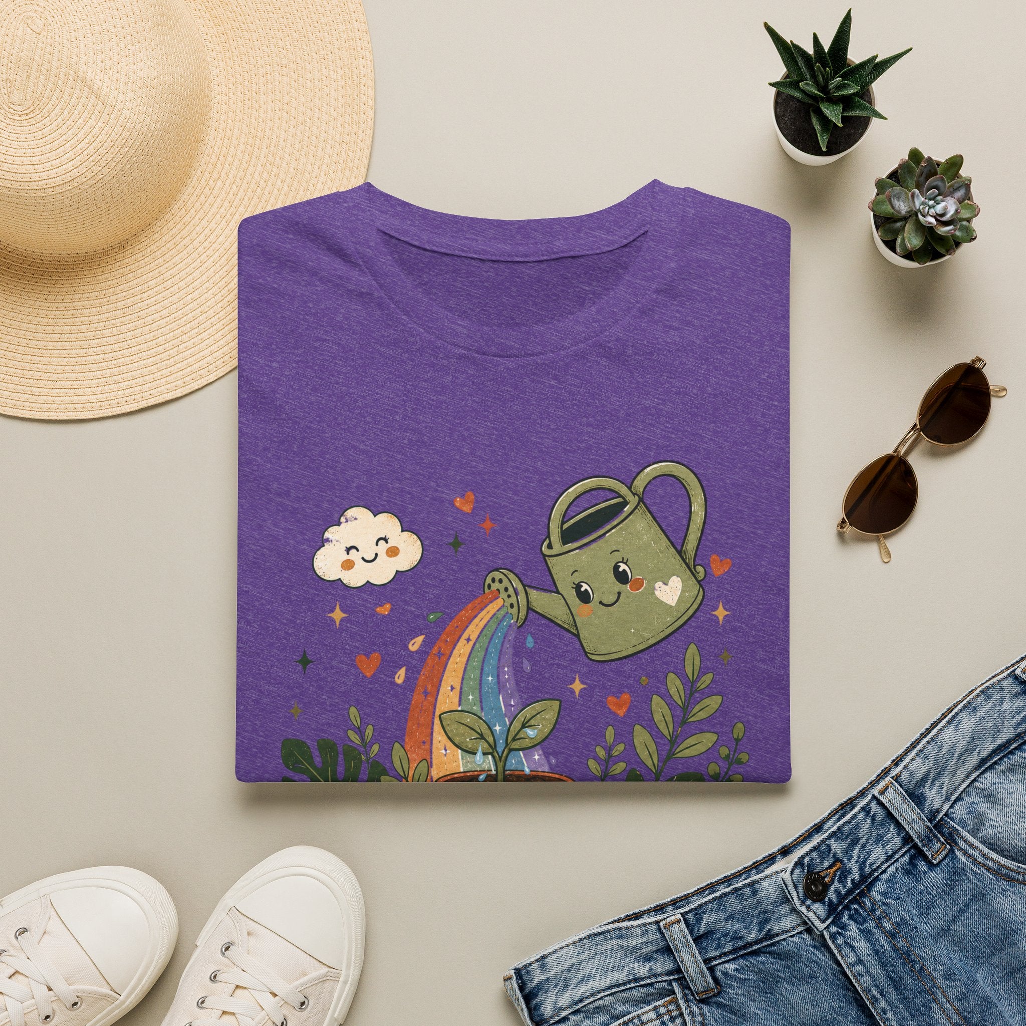 Rainbow Water Can Mama Plants C1 T-Shirt