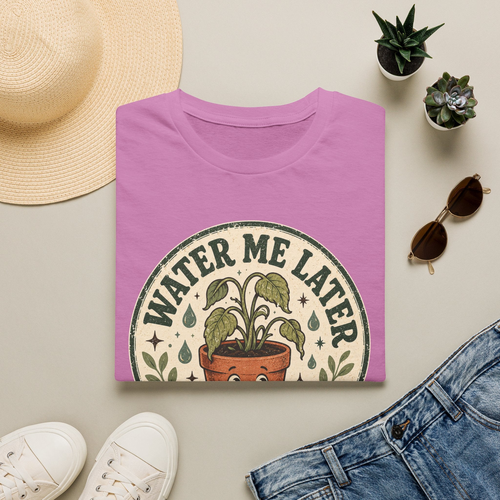 Water Me Later Retro Badge Design C1 T-Shirt