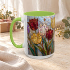Stained Glass Tulips Flowers Coffee Accent Mug – 11/15oz