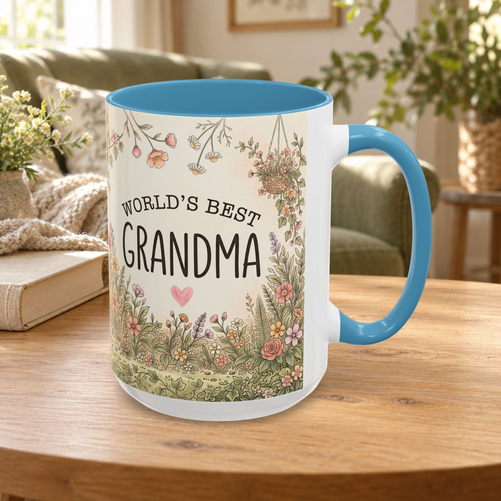 World's Best Grandma Floral Accent Coffee Mug – 11/15 oz