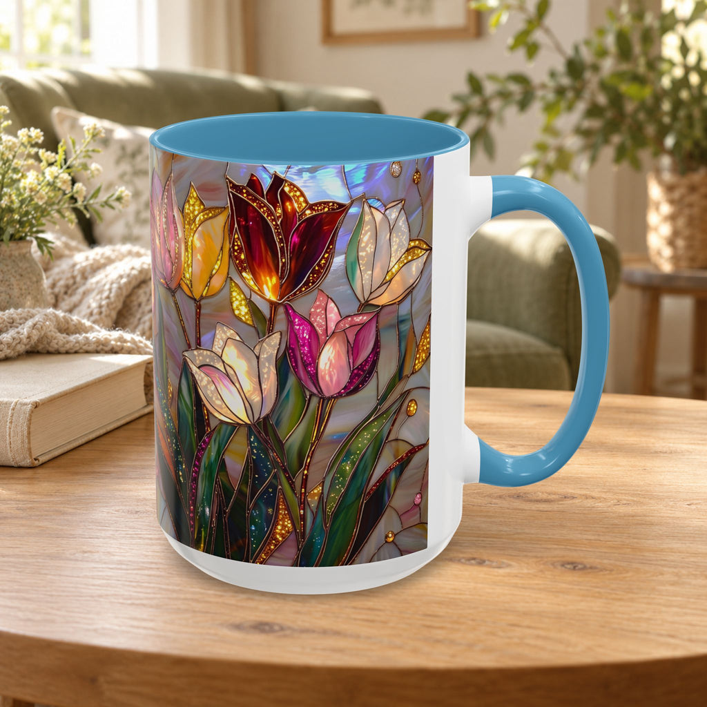 Stained Glass Tulips Flowers Coffee Accent Mug – 11/15oz