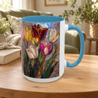 Stained Glass Tulips Flowers Coffee Accent Mug – 11/15oz