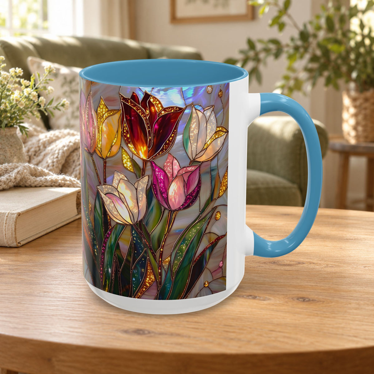 Stained Glass Tulips Flowers Coffee Accent Mug – 11/15oz