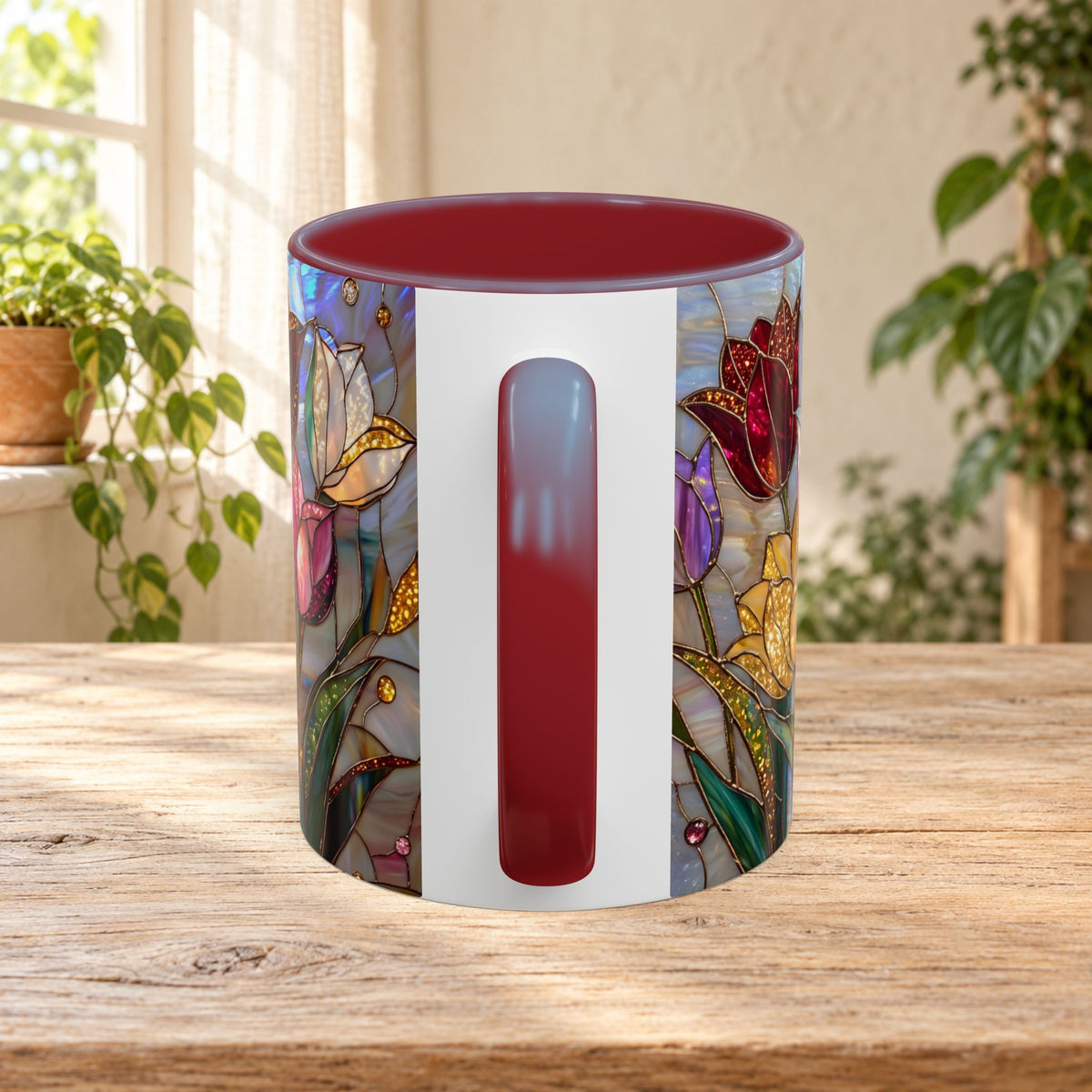 Stained Glass Tulips Flowers Coffee Accent Mug – 11/15oz