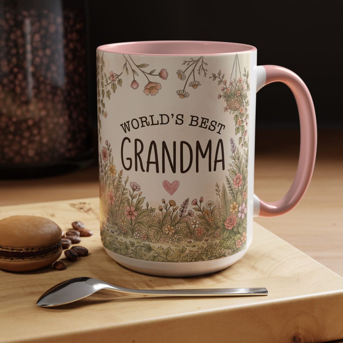 World's Best Grandma Floral Accent Coffee Mug – 11/15 oz