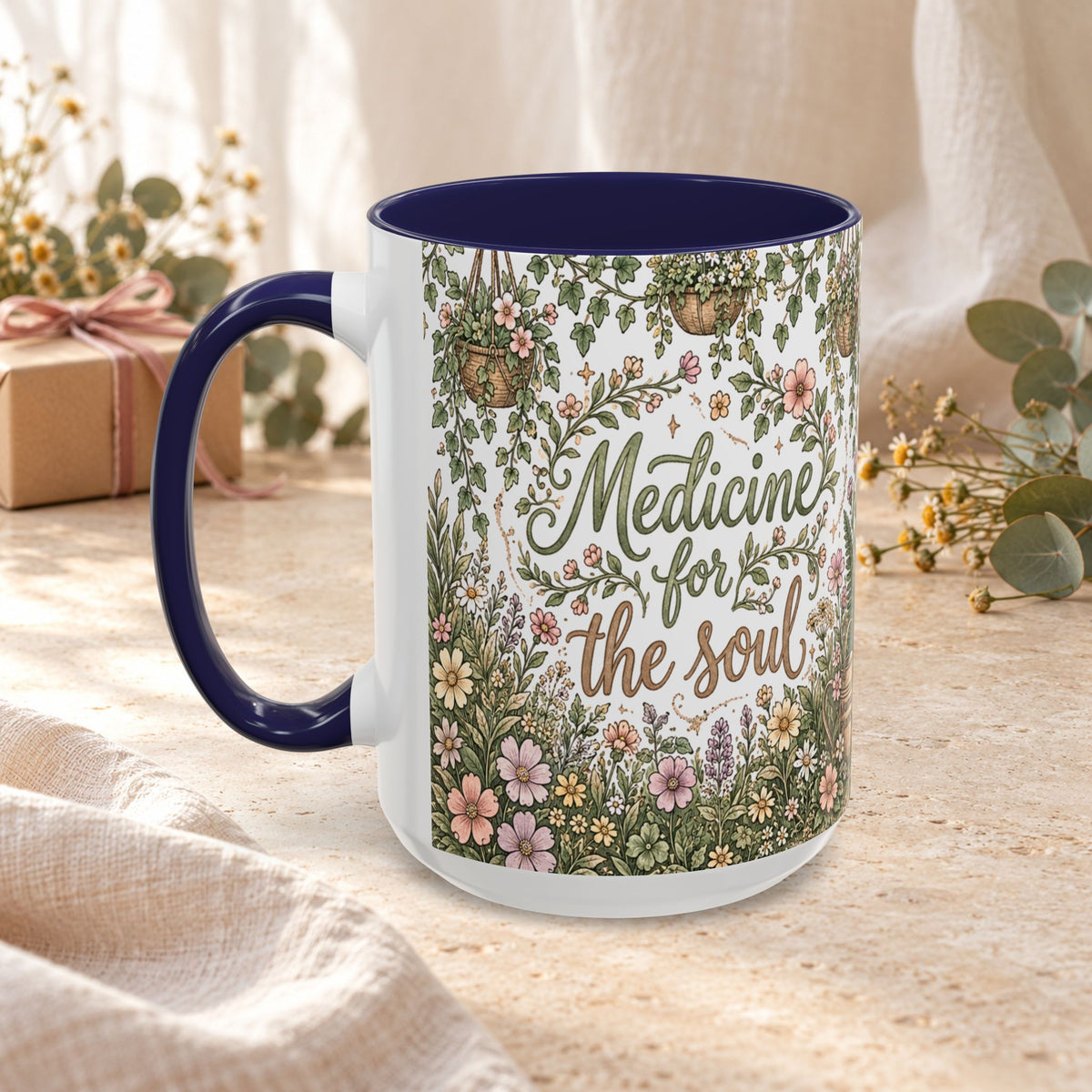 Medicine For The Soul Floral Coffee Mug (11oz or 15oz)