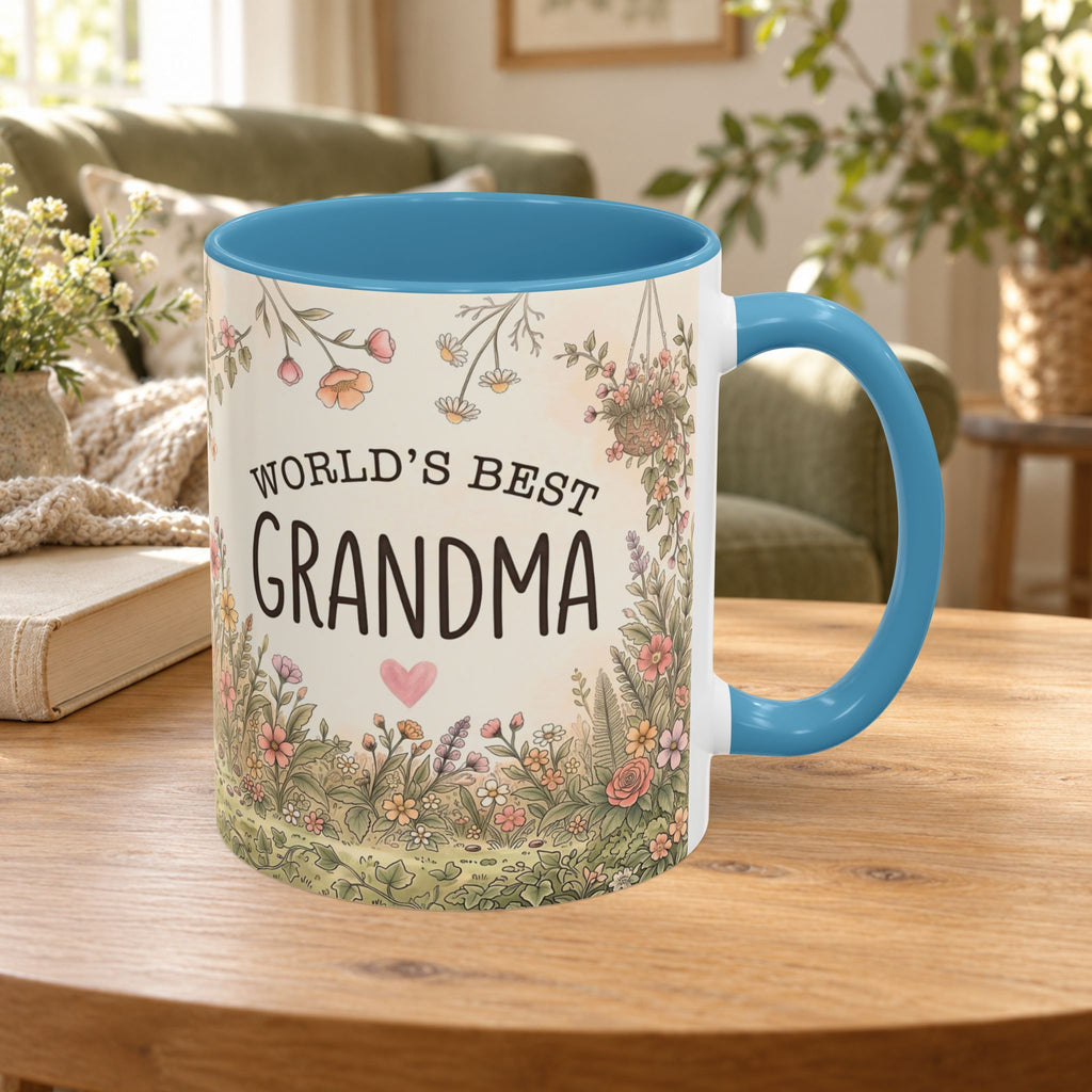 World's Best Grandma Floral Accent Coffee Mug – 11/15 oz