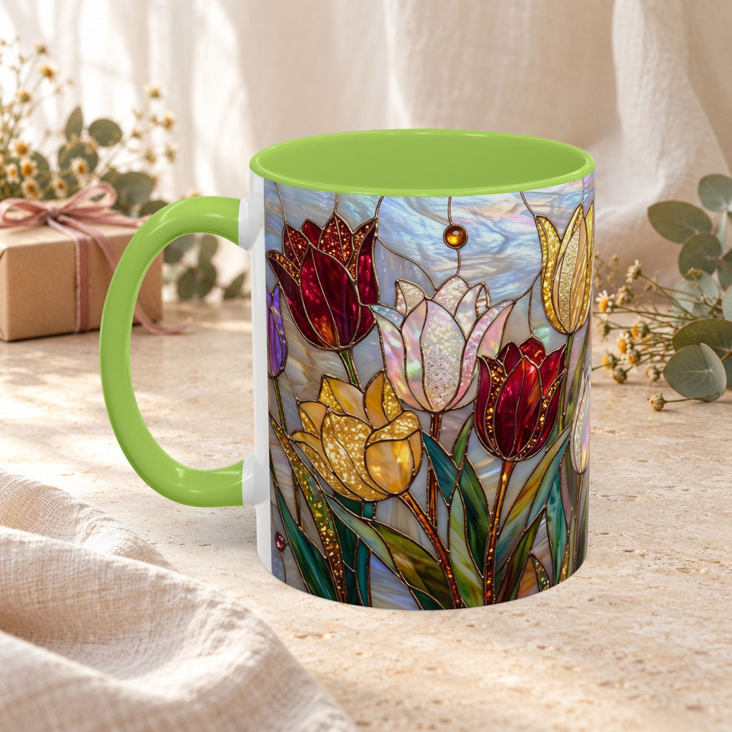 Stained Glass Tulips Flowers Coffee Accent Mug – 11/15oz