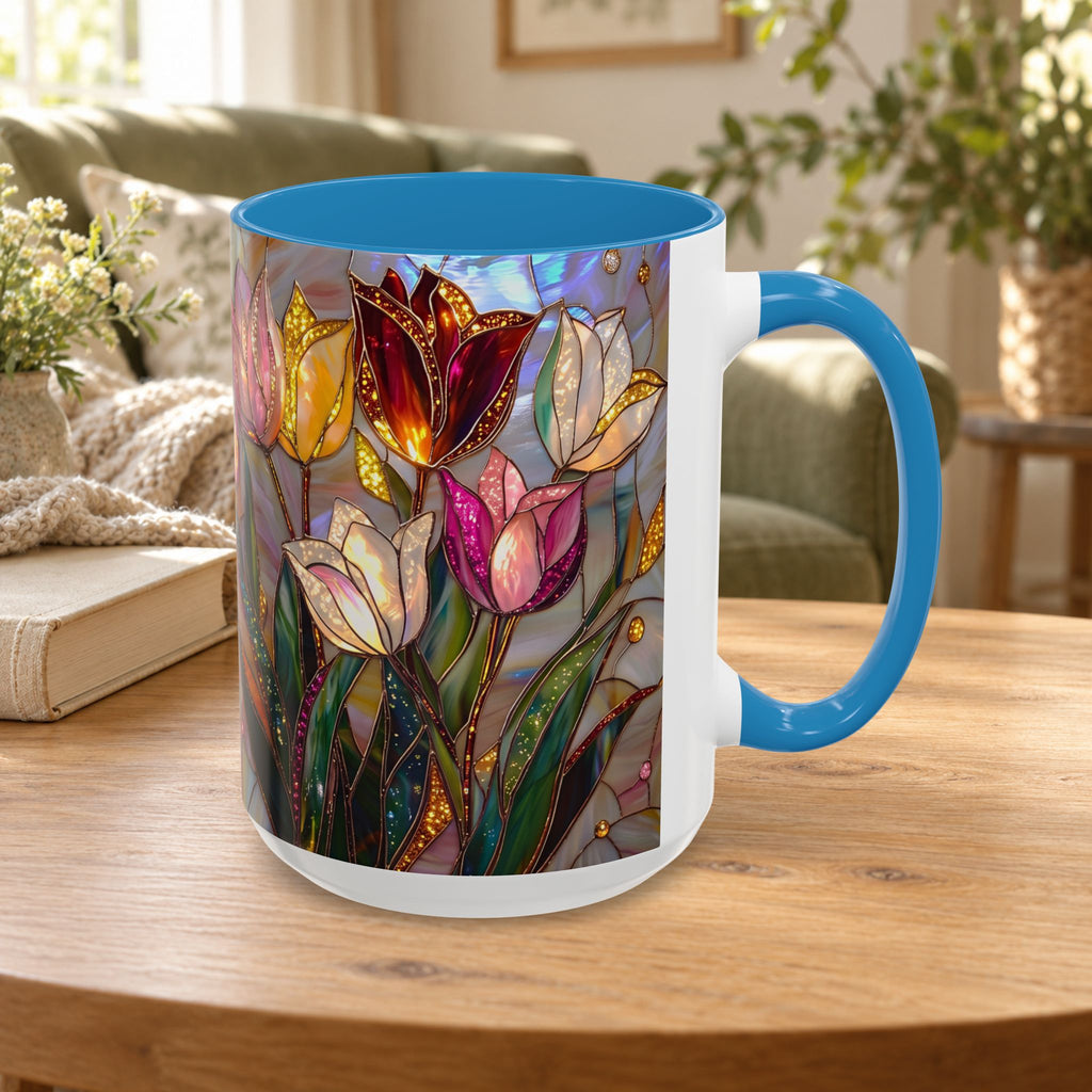 Stained Glass Tulips Flowers Coffee Accent Mug – 11/15oz