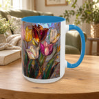 Stained Glass Tulips Flowers Coffee Accent Mug – 11/15oz