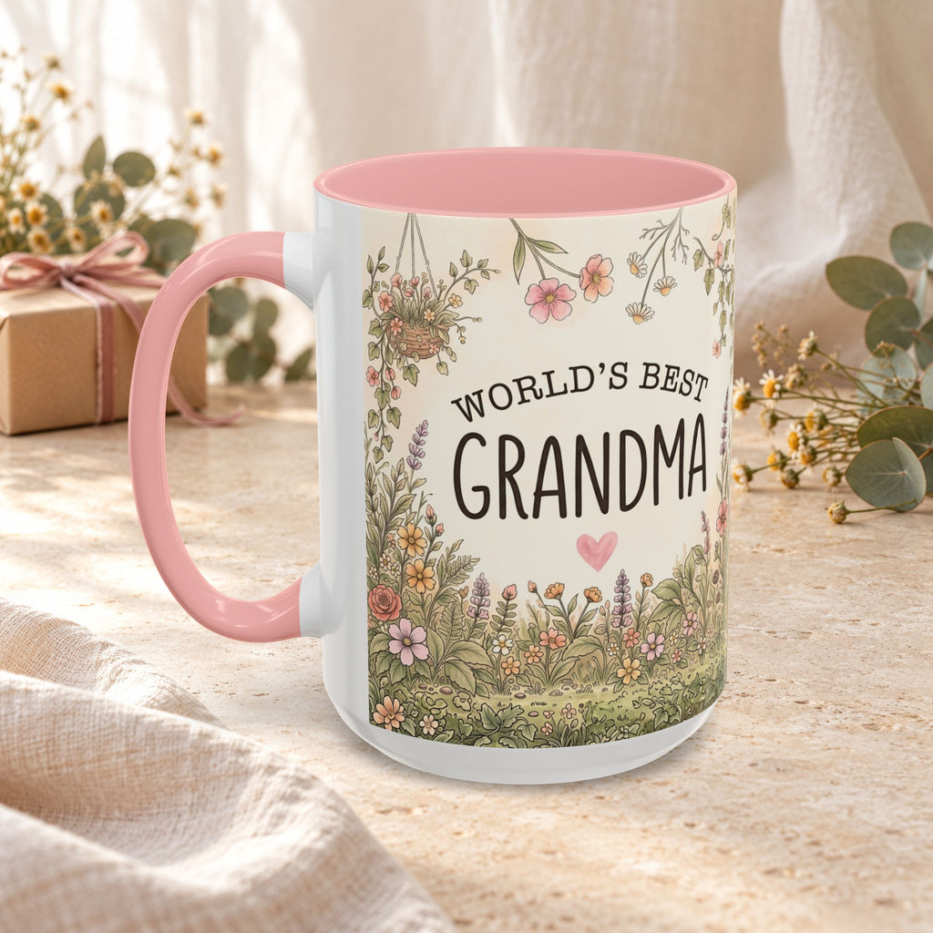 World's Best Grandma Floral Accent Coffee Mug – 11/15 oz