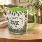 World's Best Grandpa Accent Coffee Mug – Rustic Botanical 11/15oz Gift