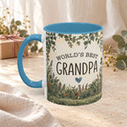 World's Best Grandpa Accent Coffee Mug – Rustic Botanical 11/15oz Gift