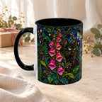 Stained Glass Moonlit Black Cat Poison Garden Coffee Accent Mug – 11/15oz