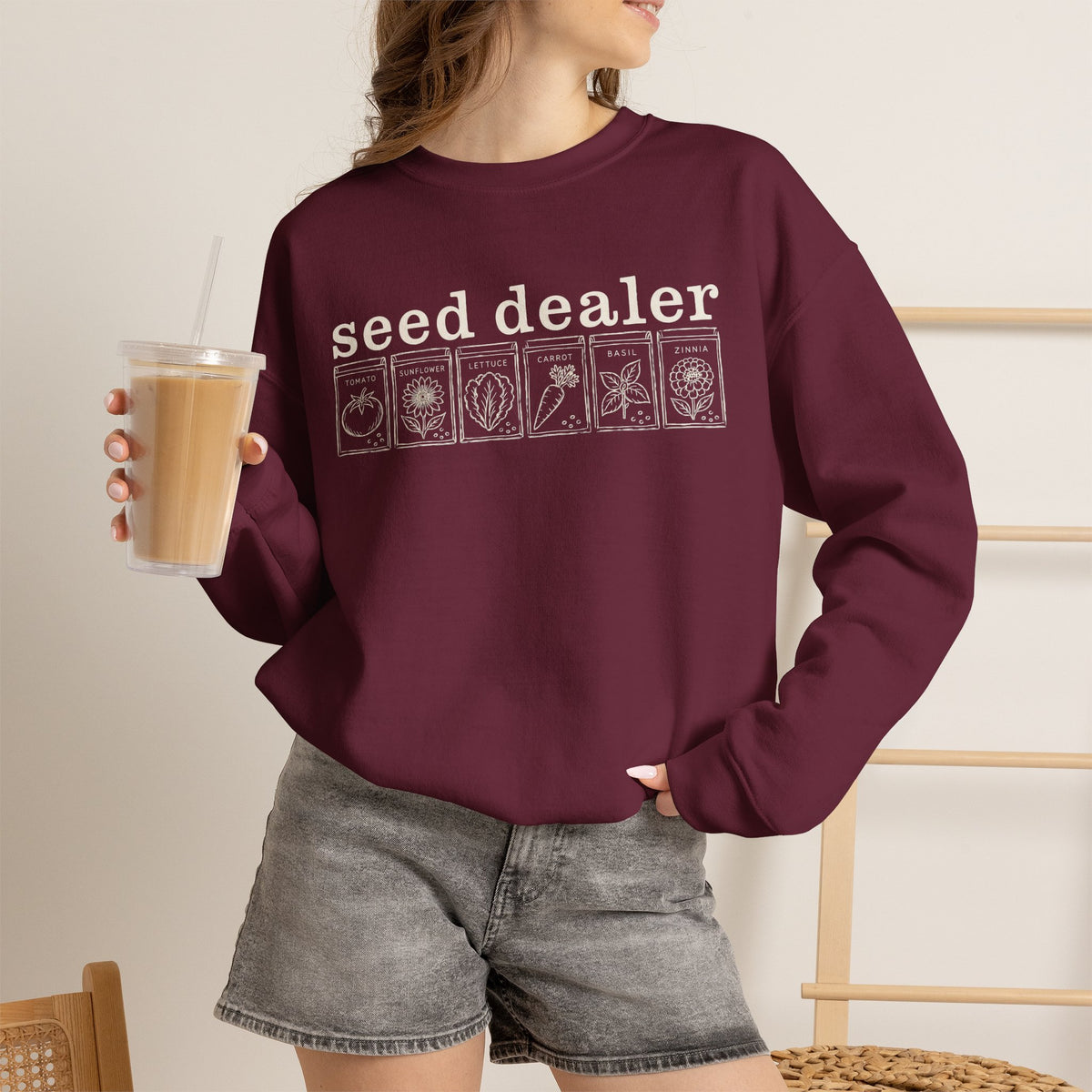 Seed Dealer Crewneck Sweatshirt – Botanical Seed Packet Graphic