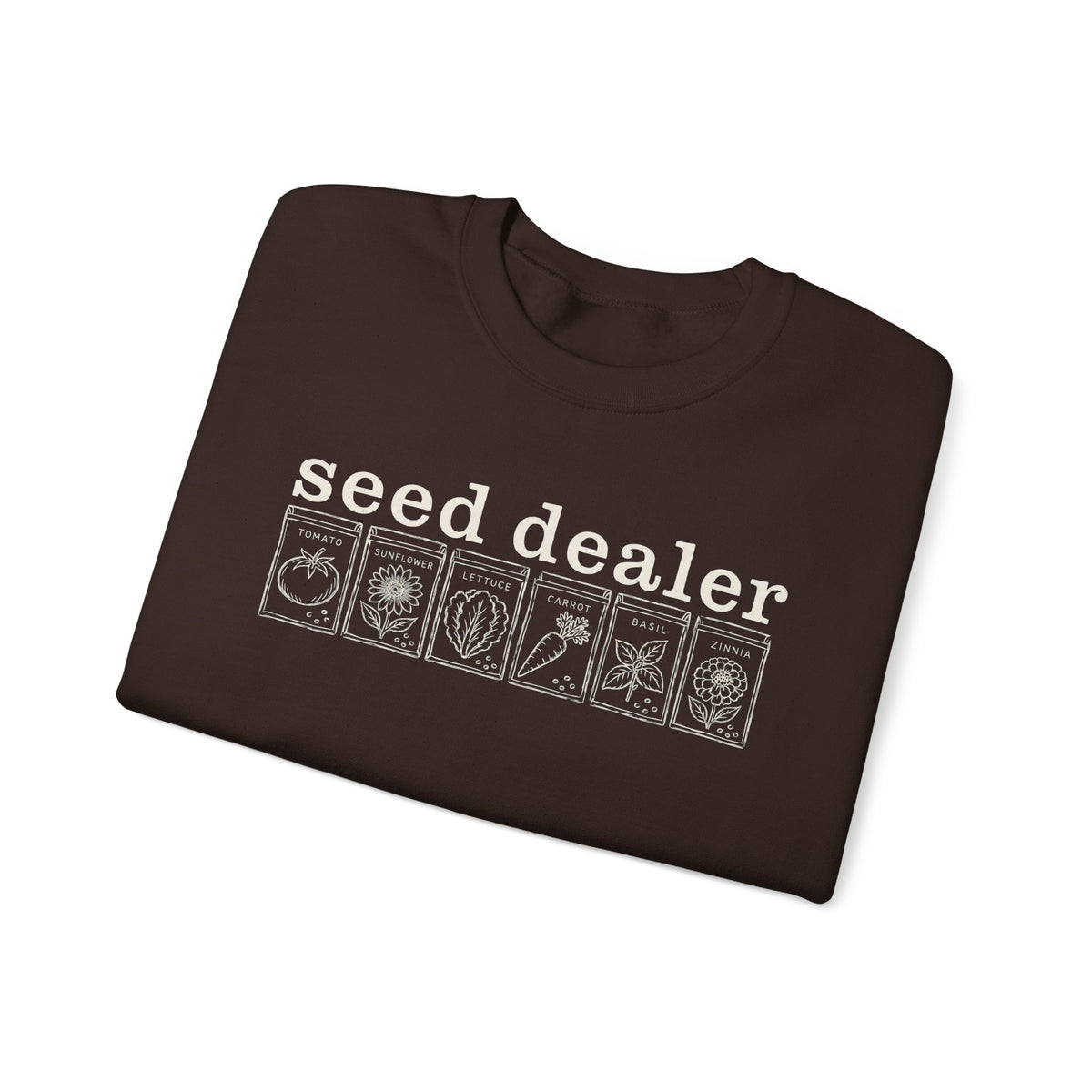 Seed Dealer Crewneck Sweatshirt – Botanical Seed Packet Graphic