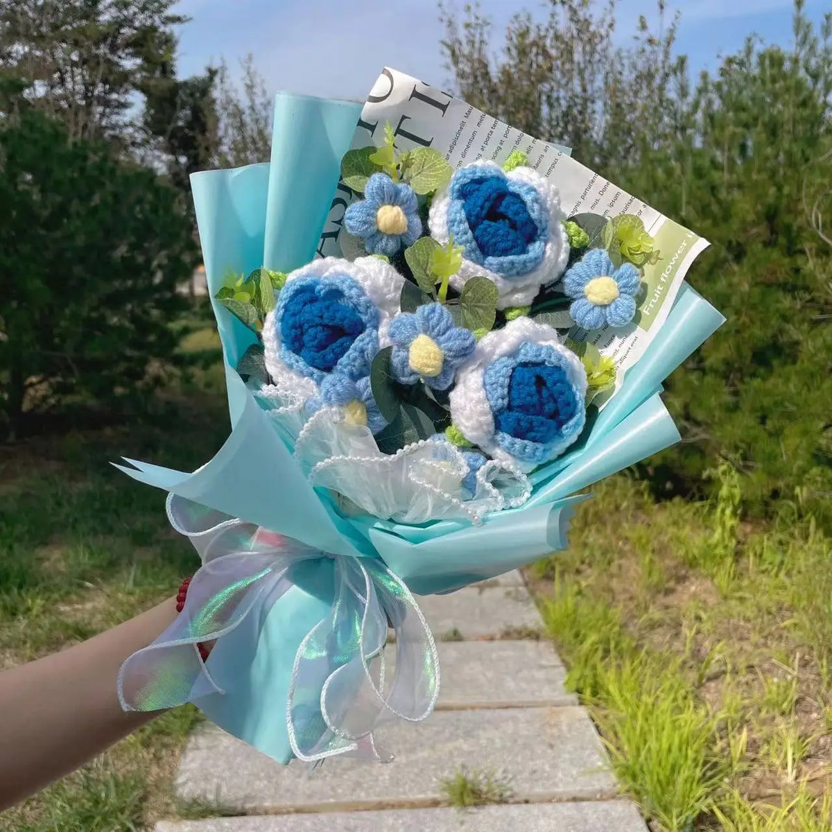 Handmade Forever Flowers Crochet Flowers Bouquet Rose Sunflowers Tulips