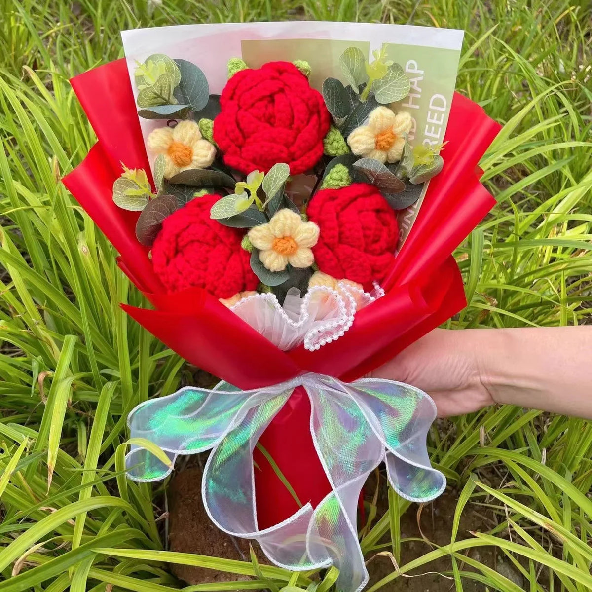 Handmade Forever Flowers Crochet Flowers Bouquet Rose Sunflowers Tulips