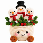 Handmade Crochet Christmas Potted Plant Table Ornament Knitted Xmas Decor Gift Set