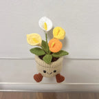 Cute Crochet Rose Pot Creative Artificial Plant Potted Handmade Woven Plants  Desktop Decor Lovely Gift