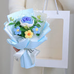 Handmade Crochet Flower Bouquet Woven With Lamp Artificial Flowers Handmade Artificial Preserved Flower Graduation Gifts