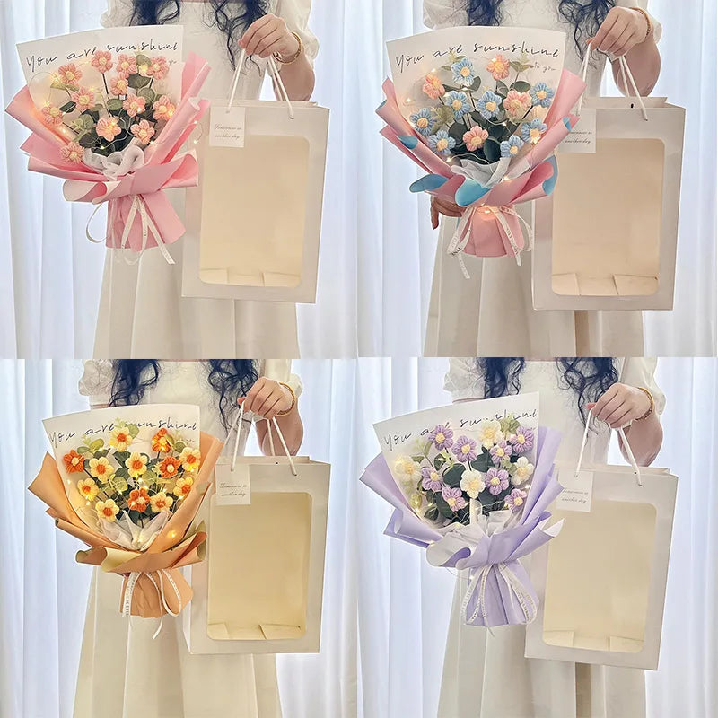 Handmade Forever Flowers Crochet Bouquet — Handcrafted Roses, Sunflowers & Tulips