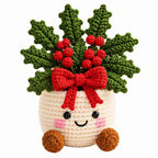 Handmade Crochet Christmas Potted Plant Table Ornament Knitted Xmas Decor Gift Set