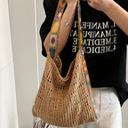 Handcrafted Women's Boho Crochet Bag Designer Flowers Knitted Handbags Laptop Summer Beach Woven Shoulder Fashion Bag Girls Tote Unique Gift