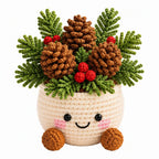 Handmade Crochet Christmas Potted Plant Table Ornament Knitted Xmas Decor Gift Set