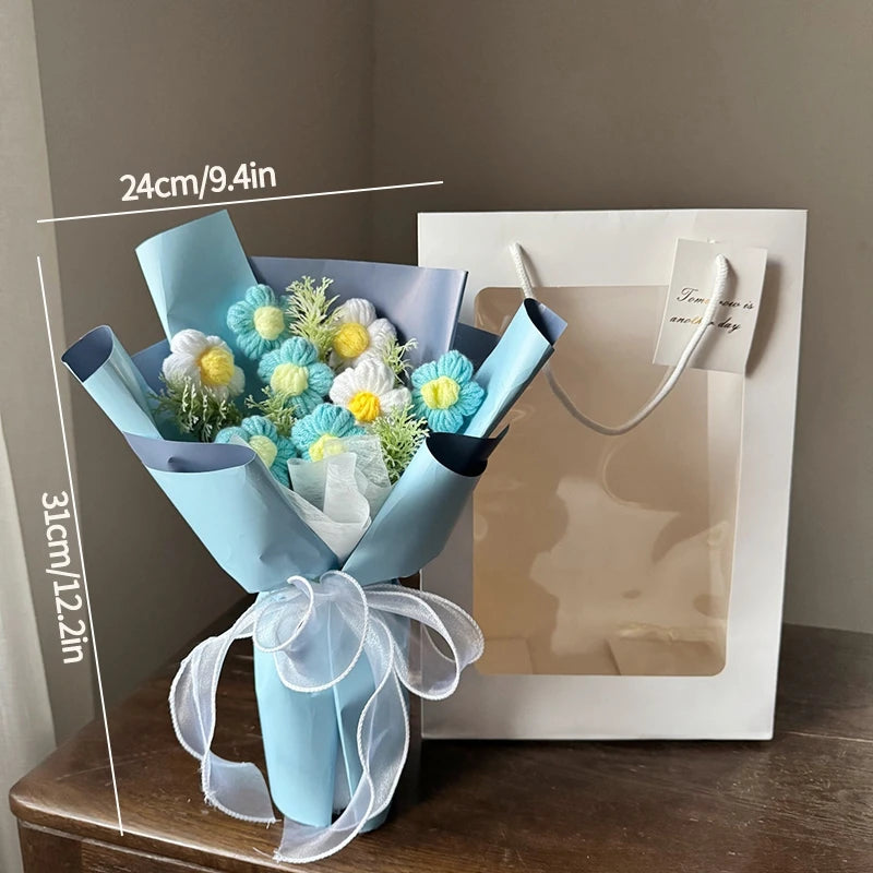 Handmade Forever Flowers Crochet Bouquet — Handcrafted Roses, Sunflowers & Tulips