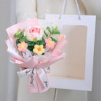 Handmade Crochet Flower Bouquet Woven With Lamp Artificial Flowers Handmade Artificial Preserved Flower Graduation Gifts