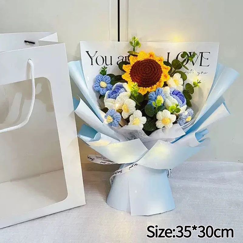 Handmade Forever Flowers Crochet Bouquet — Handcrafted Roses, Sunflowers & Tulips