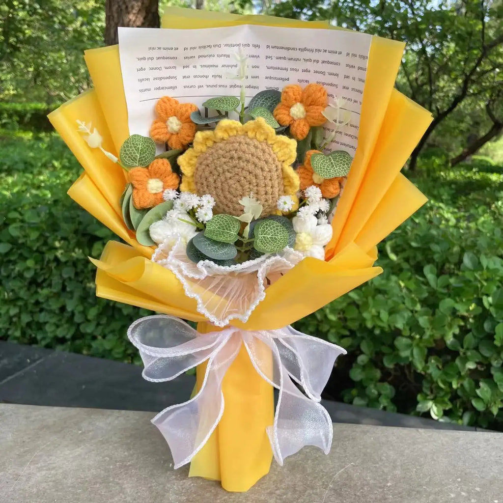 Handmade Forever Flowers Crochet Flowers Bouquet Rose Sunflowers Tulips