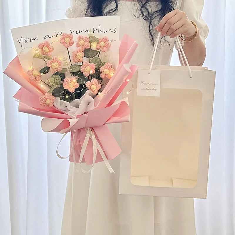 Handmade Forever Flowers Crochet Bouquet — Handcrafted Roses, Sunflowers & Tulips